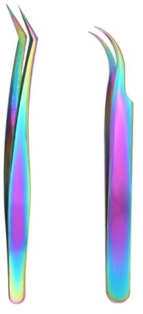 2 Pièces Pince Cils Professionnelle, Pince Épiler Extensions Cils, Pince Cils, Pince Cils Acier Inoxydable, Pince Cils Pointue, pour Enlever Les Sourcils Faux Cils Faux Ongles (Arcenciel)