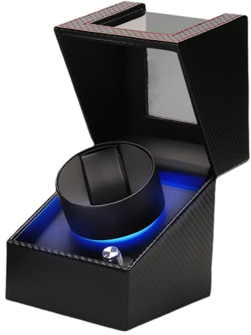 Eleeonora Remontoir Montre Automatique,Boite Montre Automatique,Remontoir Automatique avec LumièRe LED,BoîTe De Remontoir De Montre pour 1 Montres,Remontoir Automatique en Cuir PU