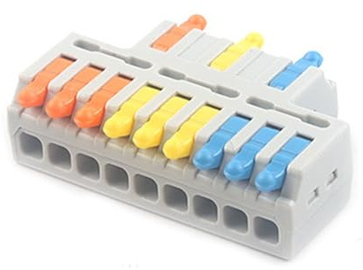 JOYELEC 6 Stück Verbindungsklemmen,D3-9 Schnellanschlussklemme Kabelverbinder,Kompakten Steckklemmen 3 Eingänge/9 Ausgänge, Kabel 0.08-2.5(4.0) mm²,250V,32A Leiter Klemme