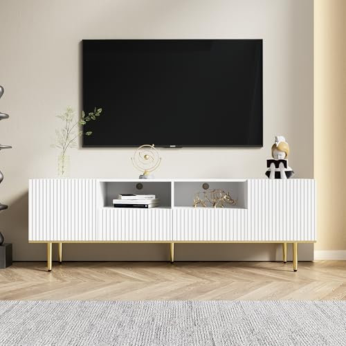 LERFAN Modernt TV-skåp, TV-möbler med gyllene fötter och gyllene kant beskrivning 165 x 36 x 55 (B x D x H) cm