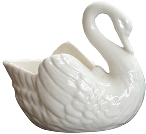 Joygoodta Jardinière en Forme de Cygne, Jolis et élégants Pots de Fleurs en Forme Cygne, Pots en céramique Simples pour Plantes, Pot Fleurs décoratif pour la Maison, Le Bureau, en céramique Bla