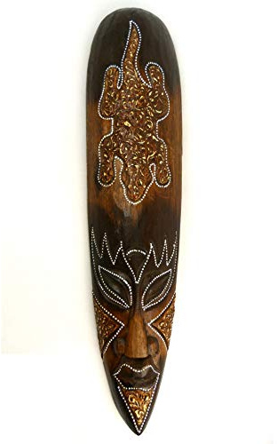 Máscara africana de madera 50cm con diseño de Salamandra | Arte mural africano