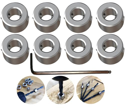 Stop di Profondità Trapano,CESFONJER Punte Profondità Anello Posizionatore(ID:6mm,8pcs), con la Chiave Esagonale