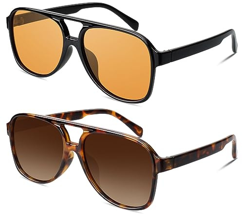 GQUEEN Gafas de Sol Mujer Hombre Polarizadas Aviador Retro Piloto Grande 70s Estilo Protección UV400