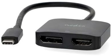 Nedis Adaptador USB-C - USB 3.2 Gen 1 - Conector USB-C - DisplayPort Hembra/Salida HDMI - 8K @ 30Hz - 0,20 m - Redondo - Niquelado - Negro - Caja