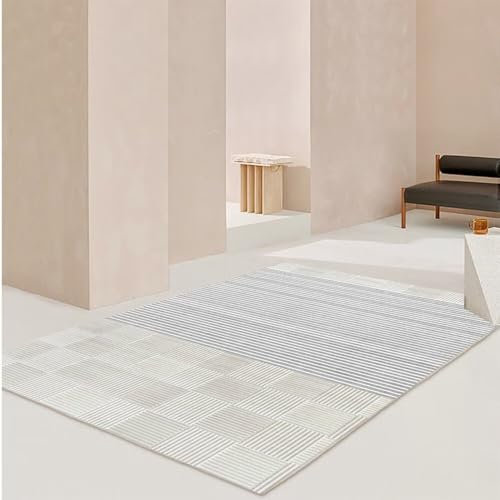 RUGMRZ Flur Teppich Deko Wohnzimmer Grau-blau Geometrisches Design Minimalistisches Rechteck Anpassbar Teppich Nach Mass Küchenteppiche 80X120CM