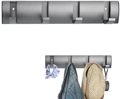 YHNDECO Percheros Pared, Colgador Ropa Pared con 4 Plegable Ganchos, para Dormitorio y Baño