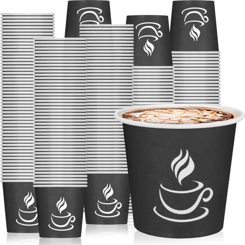 GGOLDMER 4 oz Paper Coffee Cups - 500 Pack Paper Espresso Cups, Disposable Coffee Cup, Small Paper Cup for Hot or Cold Beverage, Espresso, Capucino for Party, Picnic, Home, Office and Business (Black)