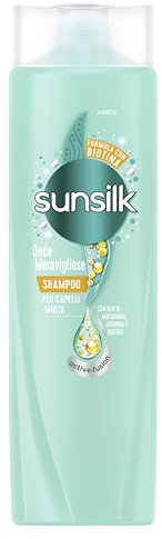 Sunsilk, Shampoo Onde Meravigliose, Shampoo Capelli Mossi, Idratante e Anticrespo, Formula Active Fusion con Olio di Macadamia, Arginina e Biotina, per Onde Morbide e Splendenti*, 250ml