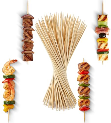 AIBULO 300PCS Bamboo Skewers 12-Inch – Extra-Large Pack of Wooden Skewers for BBQ, Kebab, Fruit, Chocolate Fountain & Appetizers – Food-Grade Bamboo Sticks for Grilling, Cooking & Crafting