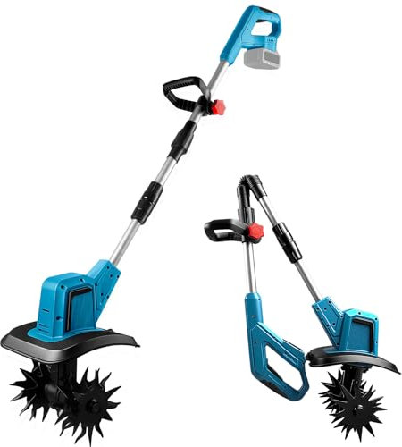 Motocicleta eléctrica para batería Makita 18 V, Motoazada Bateria con Rodillo Doble 4 Cuchillas, 330 RPM, 20 cm de Ancho y 15 cm de Profundidad, Motoazada para Huertos y Patios (sin batería)