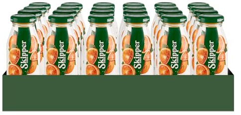 Zuegg Skipper Bar Succo di Frutta Gusto Arancia Senza Zuccheri Aggiunti, Linea Bar in Bottiglietta di Vetro - Bevanda a base di Purea di Arancia, 100% Ingredienti Origine Naturale (200ml x 24 Pezzi)