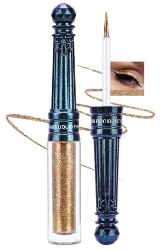 Jutqut Flytande glitter eyeliner vattentät – metallic skimrande ögonskugga, högpigmenterad långvarig guld diamant eyeliner-penna, glitter flytande kajal, kajalpenna för ansikte kropp #05