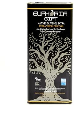 Euphoria Gift - Huile d'olive de qualité premium | Extra vierge de Grèce | Pressée à froid |Nouvelle Récolte 2025-2026|Première classe|Olives cueillies à la main|Bidon de 5 litres