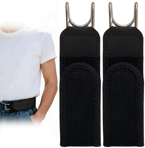 LIUQOBN 2 Pcs Buckleless Belt Hook,No Buckle Belts For Men Women, Metal Hook Elastic Belt, Adjustable Side Belt, For Men Women Work Casual Business Travel Commuting