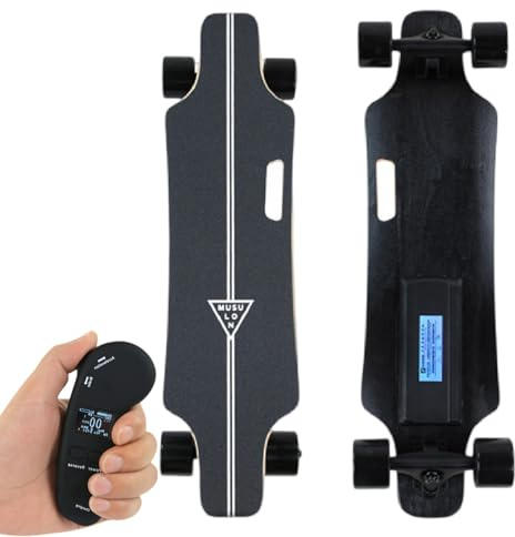 Elektrisk Longboard/Elektrisk Skateboard Med Uppgraderad Lcd-Fjärrkontroll, 4 Växelinställningar, Maxhastighet 15-30 Km/H, Lätt Bärhandtag, För Nybörjare/Proffs 15km