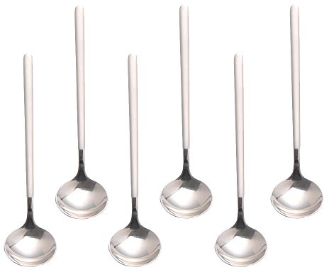 6 PCS Silver Coffee Spoons, 18/8 Stainless Steel Espresso Spoons, 5.2 Inches Vogue Mini Tea Spoon, Cappuccino Stirring Small Spoon for Dessert, Ice Cream, Frosted Handle, Sweejar(Silver)