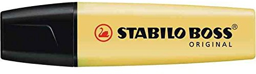 Stabilo 5 Textmarker Boss Original Pastell mit abgeschrägter Spitze, 2-5 mm, Pastellgelb