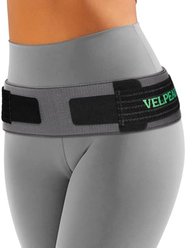 Velpeau Sacroiliac Belt for Si Joint, Hip, Pelvic, Lower Back, Leg and Sacral Nerve Pain Relief, Very Stretchy, Slim, Lightweight, Can be Worn Under Pants for Women and Men (One Size, Hips <53)