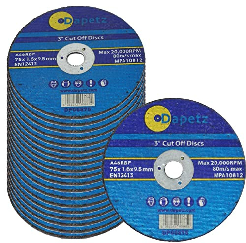 Dapetz® 50 Pack 75mm x 1.6mm Cutting Discs | Durable Metal Cutting Discs for Angle Grinder, Stainless INOX & Steel High-Performance Grinder-Discs with 9.5mm Bore for Precise Cutting & Smooth Grinding