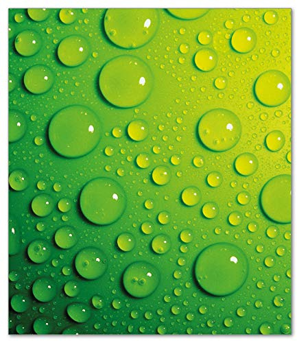 Wallario Herdabdeckplatte/Spritzschutz aus Glas, 52 x 60 cm, 1-teilig, für Ceran- und Induktionsherde, Motiv: Wassertropfen auf Grün