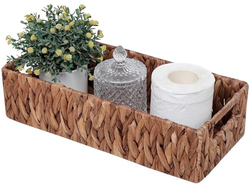 Wasserhyazinthenkorb, Toilettenpapierkörbe, Weidenkorb, kleine Körbe zur Aufbewahrung mit integrierten Griffen, dekorativer Korb für die Organisation von Speisekammer, Badezimmer, Toilettentank