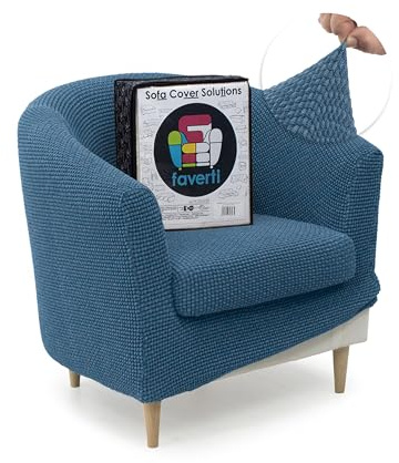FAVERTI® Funda Super Elástica de Sillón Club con Funda de Asiento, Compatible con los sillones de IKEA TULLSTA y BAKLA | Modelo NOVELE | Celeste | Tejido Jacquard de Calidad Tacto Algodón
