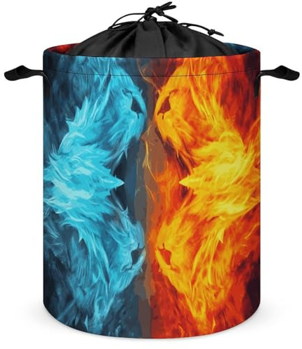 Laundry Basket Foldable Laundry Basket Fire Vs Ice Art Printed Laundry Bag for in Bathroom And Living Room