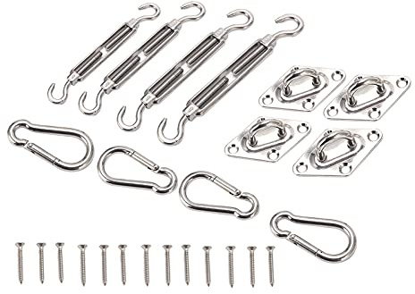 EVTSCAN Stainless Steel Sunshade Hardware Kit, Heavy Duty Turnbuckles, Hooks, and Fasteners, Easy Installation for Outdoor Canopies, Awnings, and Patios