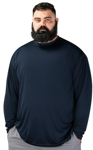 BRISIRA Mens Big and Tall UPF 50+ Sun Protection Shirts Cooling Rash Guard Long Sleeve Lightweight Quick Dry Fishing Running Navy