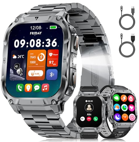 BENYAR SMART Montre Connectée Homme, 2.0 Smartwatch avec Appel Bluetooth/1000mAh Batterie/Torche LED, Montre Sport avec Cardio, Sommeil, 100+Mode Sportifs, IP68 Étanche pour Android iOS