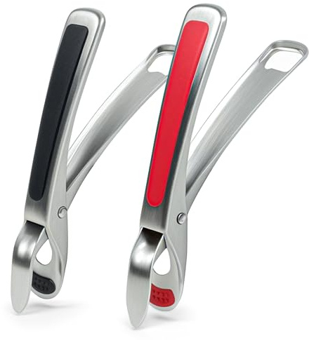 2Pcs Hot Plate Gripper, 18/8 Stainless Steel Anti Scald Bowl Holder Clip with Silicone Pads, Multi-Function Plate Gripper for Kitchen Oven, Microwave, Air Fryer, Toaster, Pizza Pan, Bowls