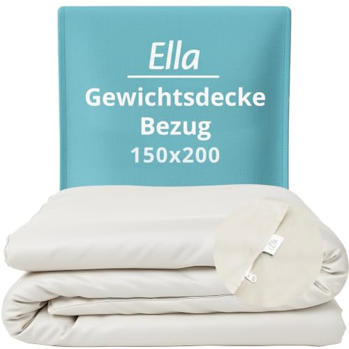 Ella Housse de Couette 150x200 cm pour Couverture Lestée Adulte - 100% Coton - Idéale pour couvertures pondérées de 7 kg et 9 kg - Blanc Naturel