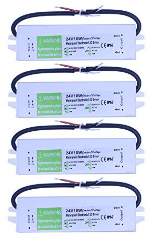 HUABAN 4 Piezas AC to DC 24V 0.42A 10W Tira de luces LED de bajo voltaje de aleación de aluminio IP67 a prueba de agua adaptador de transformador convertidor de fuente de alimentación conmutada