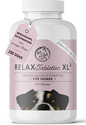 Annimally Hunde Relax Tabletten - Wohlfühl Tabletten für Hunde mit Baldrian, Johanneskraut, L-Tryptophan, 250 XL²-Tabletten bei Angst, Stress & für Reise - hohe Akzeptanz