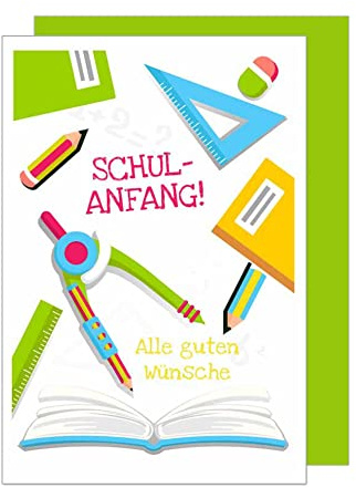 Edition Seidel Premium Glückwunschkarte zur Einschulung mit Umschlag. Einschulungskarte Grußkarte Karte zum Schulanfang Schuleinführung Schulstart Spruch Mädchen Junge 1. Klasse (ES120 SW022)