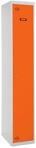 Simon Rack Taquilla Vestuario 1 Puerta 1800x400x500 mm - Simonlocker | Incluye 2 Llaves, Pintura anticorrosión, Gris/Naranja
