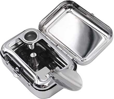 Tiardey Mini rostfritt stål askfat bärbar askfat ficka askfat luktsäker resa askfat storlek – 6 x 4 x 2 cm