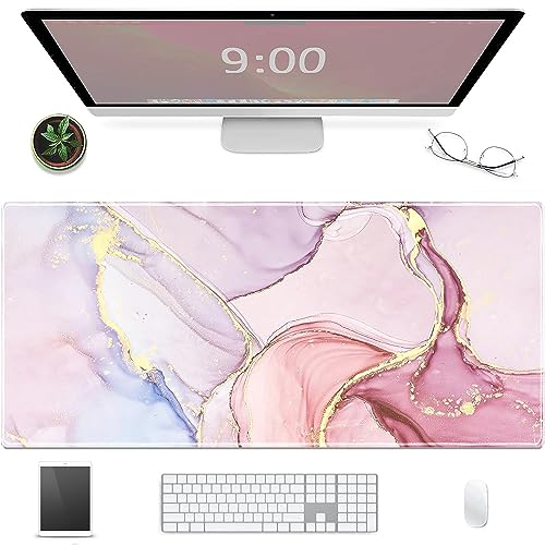 Sangkoo Schreibtischunterlage, PU Leder Schreibtischmatte 90 x 40cm, wasserdichte Gaming-Mauspad mit Motiv Schreibtischunterlage große Mausmatte Tischunterlage Genähten Kanten für Laptop Gaming