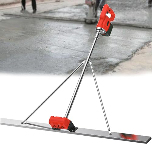 Grattoir éLectrique Pour BéTon, Outil De Finition Du BéTon Avec Planche En Acier Inoxydable De 150 Cm, Moteur De Vibration De Finition De Ciment 6000 R/Min, Chape éLectro Sans Fil 6000 Ma, 2 Batteries