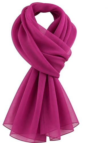 World of Shawls chiffong halsdukar wraps för bröllopsfest speciella tillfällen kvinnor vanlig hals halsduk mjuk huvudbonad flickor huvudduk genomskinlig sjal 45 x 160 cm, vin, 90 x 190 Cms