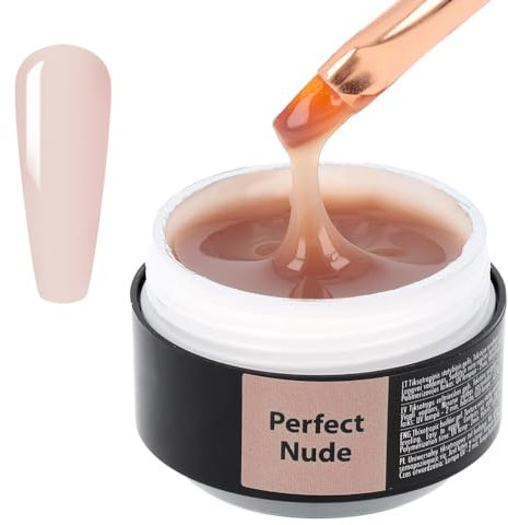 SINCERO SALON Builder Gel Easy Fluid - Perfect Nude - Ideal Nail Builder Gel for French Manicures - Nail Extension Gel - Hard Gel Nail Builder LED UV - Semi-Permanent Nail Strengthener UV Gel - 15ml