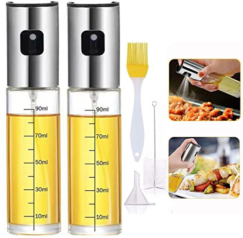 Genérico spray Pulverizador 100ml atomizador de aceite de oliva para cocinar o vinagre, cristal rellenable, con salida en difusor, para cocinar en freidora de aire, barbacoa.