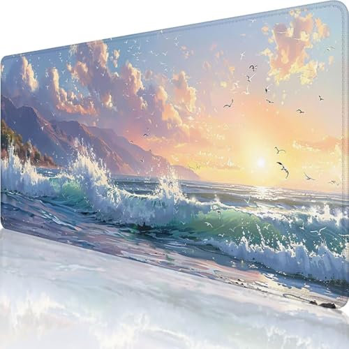 Rosa Mauspad XXL 800 x 300, Erweiterte Groß Mousepad Landschaft, Wasserfest Schreibtischunterlage Vernähte Kanten Design, Mouse Pad mit rutschfeste Gummibasis für Pc Büro Deko, Geschenk Frau a-2