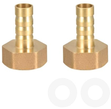 Mässing-slanghylsanslutning, 10 mm krok, G1/2 invändig gänga, 2-pack och två genomskinliga silikontätningar
