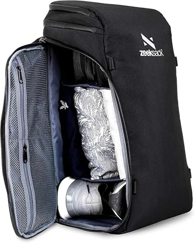 Zeeksack The Organizer 30L, Schwarz - Handgepäck-Rucksack 16 Laptopfach | 2 Verstellbare Trenner, RFID-Schutzfach, Deckelfach, Netzfächer, Flaschenfach, Seitlicher Zugang, Trolleyband