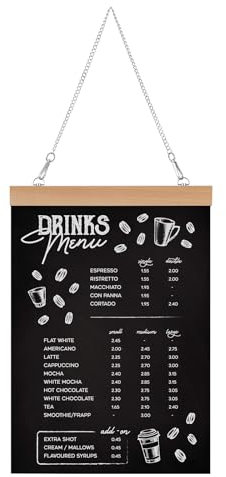 GUOKOFF Hanging Chalkboard Signs, A3 Hanging Chalkboards with Chain, Hanging Blackboard Sign, Wooden Double Sided Acrylic Black Chalkboards, Message Board Sign for Outdoor, Door, Wall, Weddings