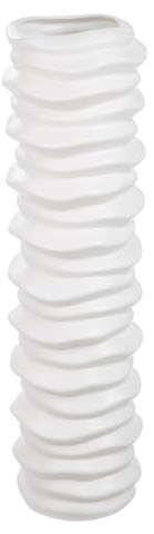 Casablanca Vase Rillo Keramik weiß matt zylindrisch 58 cm hoch Dekoration Wohnaccessoire Blumenvase Inneneinrichtung