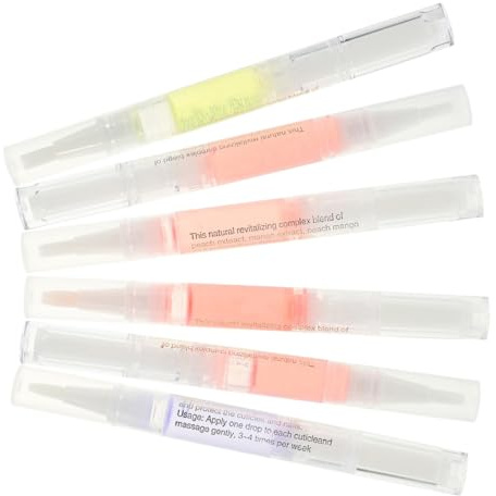 Veemoon Lápiz de Aceite para Cutículas Diseño de Punta de Cepillo, 6 Piezas de Bolígrafos de Plástico para Cuidado y Nutrición Fuerte de Uñas y Tejido