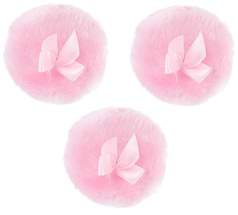 Homoyoyo Puderquaste 3 Stück Langhaarig Weiche Puderquaste Aus Sicherem Material Rosa Für Babys Kleinkinder Körper Und Gesicht Mit Schleifendekor